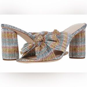 Loeffler Randall Penny Metallic Pastel Candy Stripe Block Heel Size 6